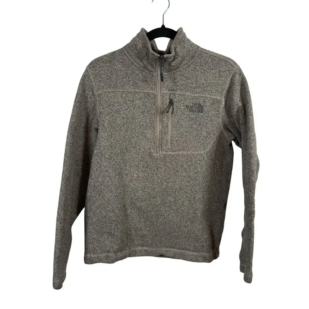 The North Face Fleece Pullover Men Medium Brown Gordon Lyons Quarter Zip Sweater